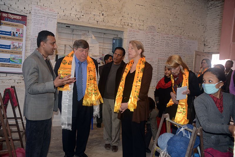 US Ambassador to Nepal Mr. Peter W. Bodde and GWI Director Ms. Nina Smith and team visited and observed Weaving Training for 50 Women